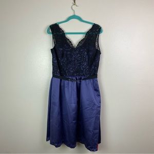 NWT After Six | Amethyst Cocktail Length Classic Lace Dress 16